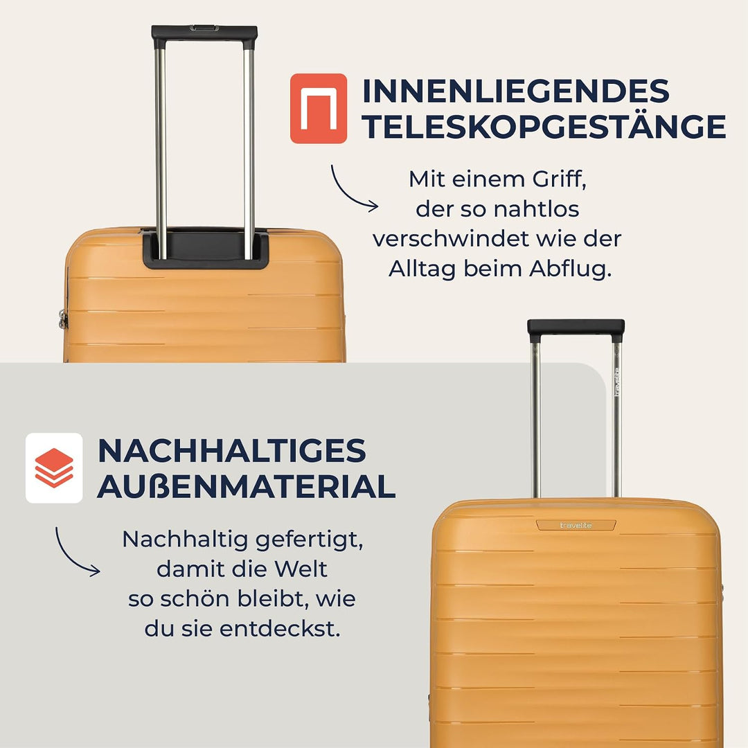 Travelite Koffer mittelgross, MOOBY M erweiterbar, Kratzfeste Hartschale, mit recyceltem Material, 6