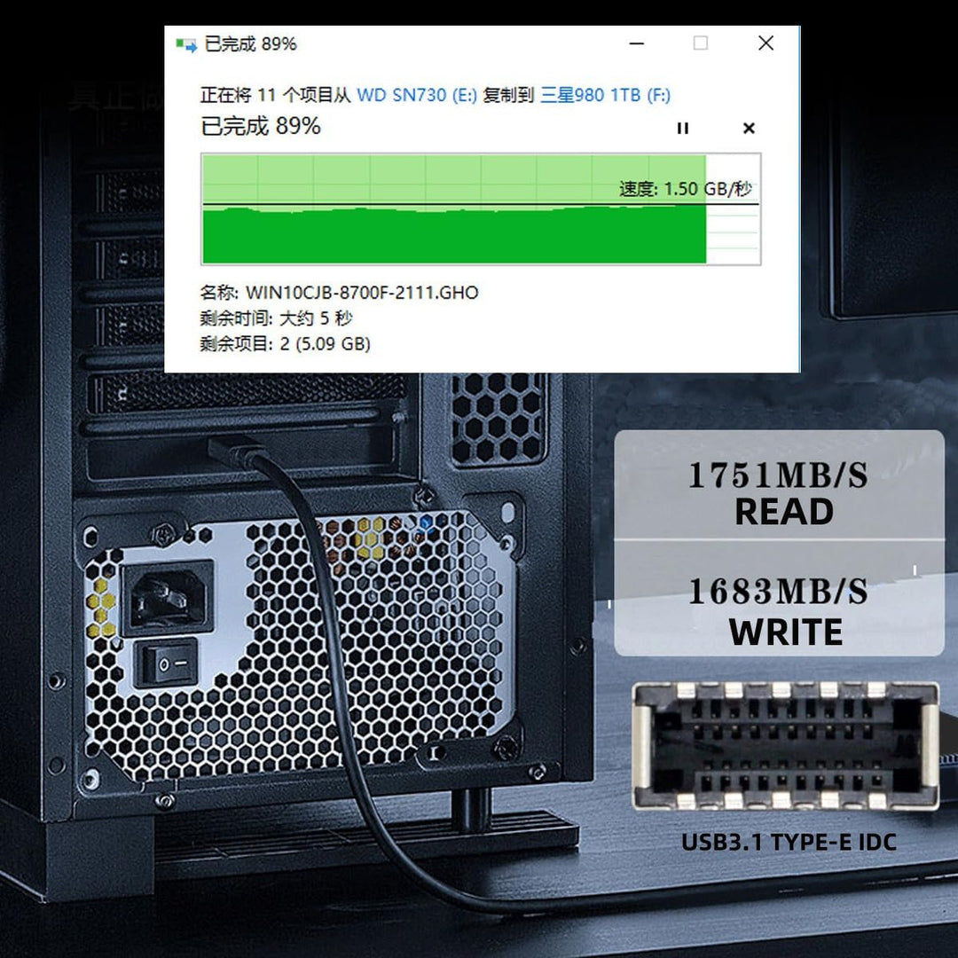 xiwai 20 Gbit/s USB 3.2 Gen2 Typ-C/Typ-E Frontplattenbuchse auf PCI-E 4X Express-Kartenadapter für D