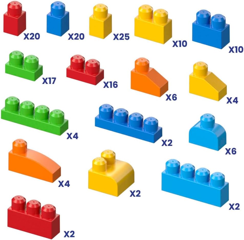 MEGA Bloks CNM43 - Bausteinebeutel, Deluxe 150 Teile, bunt, Spielzeug ab 1 Jahr Gebäude Tasche Einze