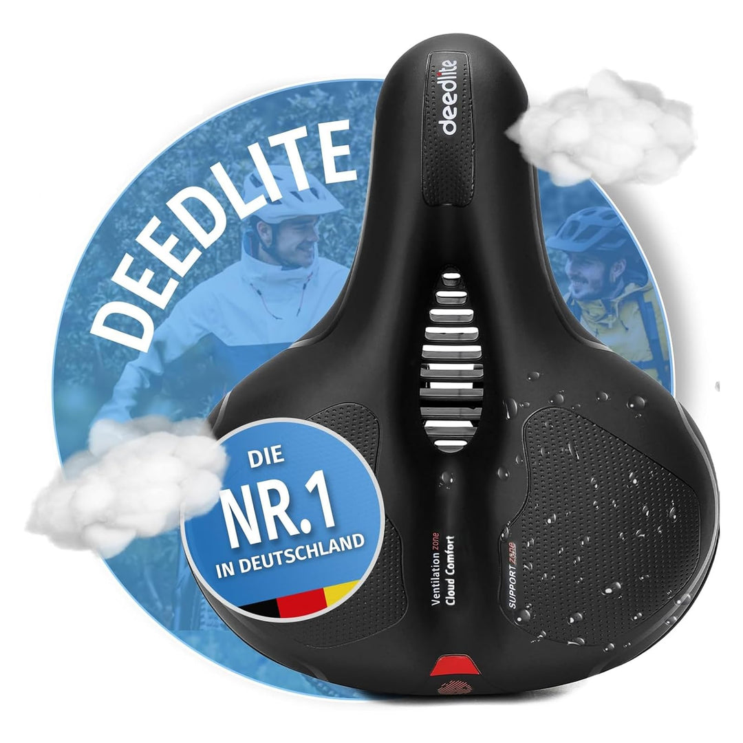 Cloud Comfort Pro 2.0 Fahrradsattel Bequem Weich Memory Schaum Radsattel Mit Rotem Warnstreifen City