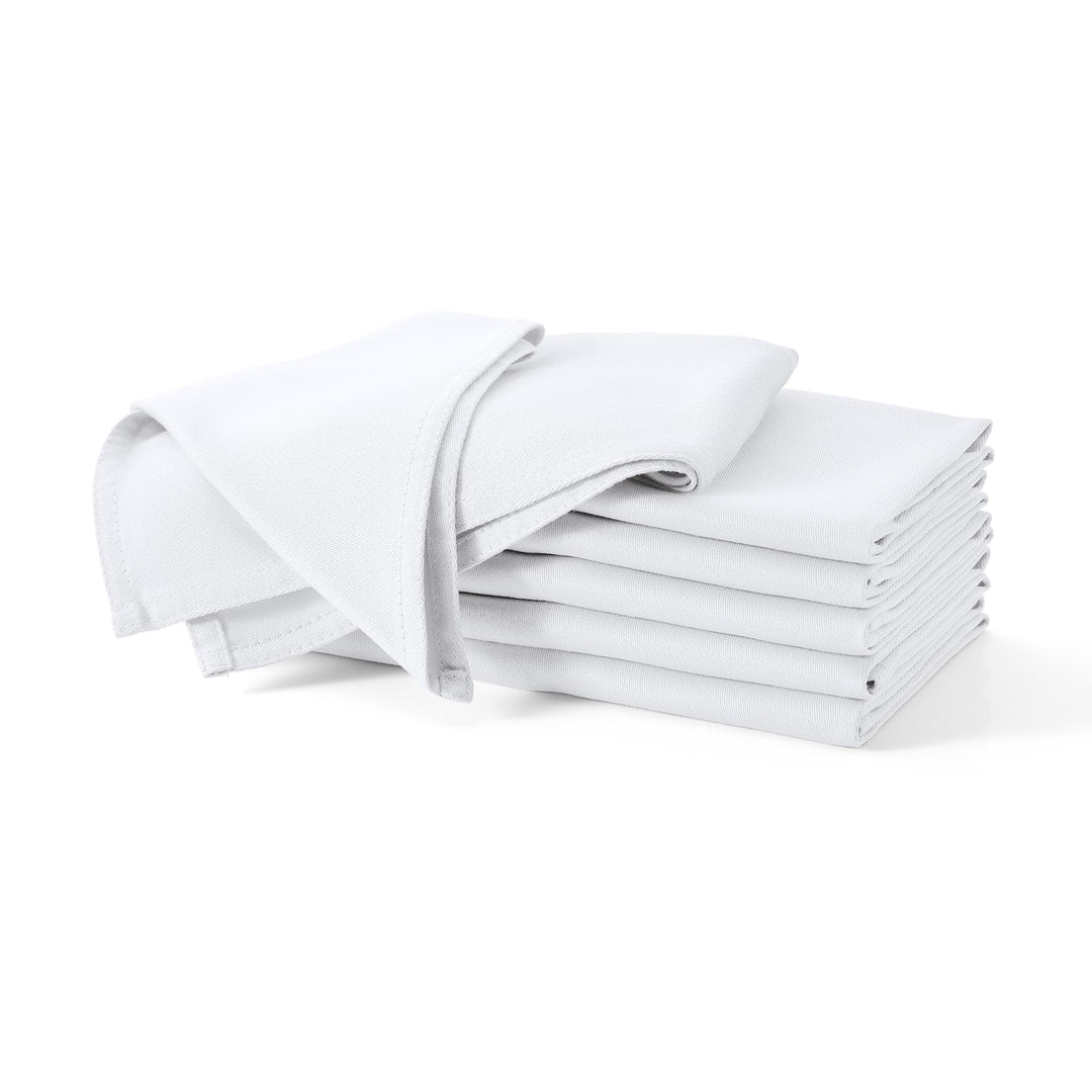 12 Stoffservietten mit Faltanleitung aus extra hochwertiger Baumwolle 40x40cm (Weiss) Weiss 12er Set