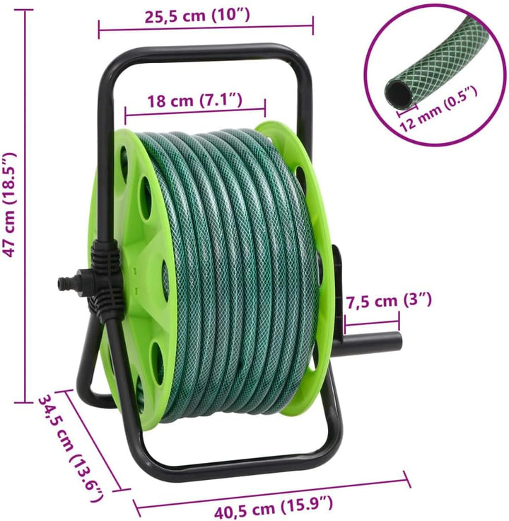 vidaXL Schlauchtrommel, Schlauchaufroller Freistehend mit 30m Schlauch, Gartenschlauch mit Anschluss