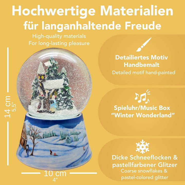 Schneekugel Weihnachtsspaziergang * auf Sockel nostalgische Winterlandschaft Häuser Weihnachten Wint