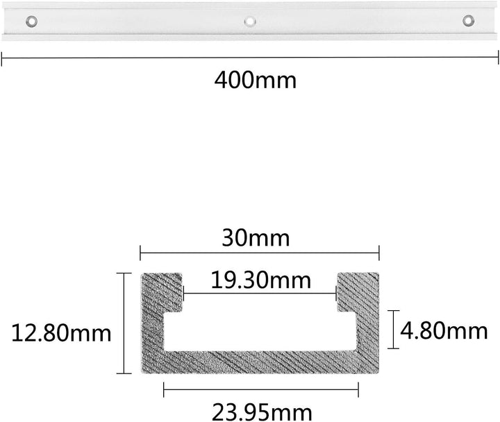 4 Stück 400mm 30 Typ T-Track T-Slot Aluminiumlegierung T-Schiene Holzbearbeitung T-Nut Gehrungsschie