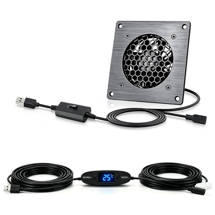 USB Lüfter 120mm mit Präziser Temperaturregelung, 5V Leises Lüftersystem mit 3 Geschwindigkeiten, Do