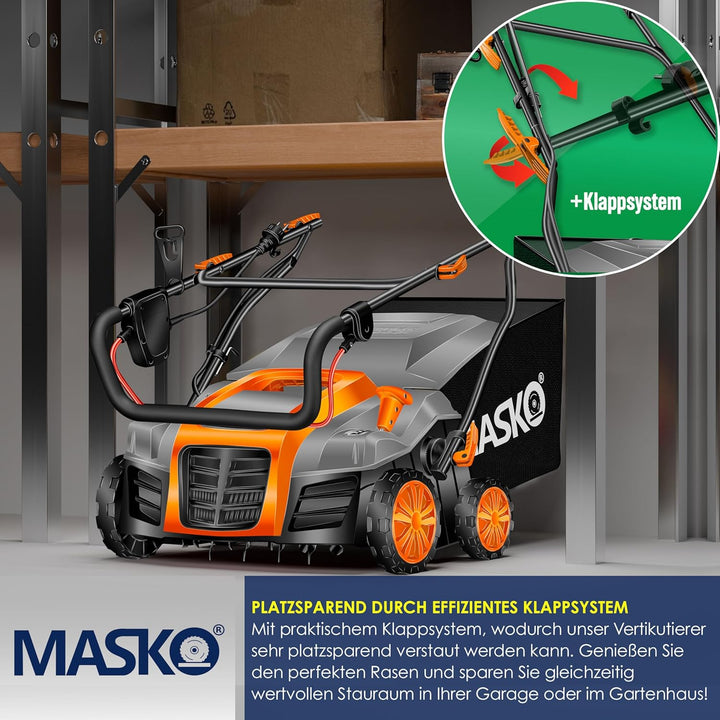 MASKO® Elektro 2in1 Vertikutierer Rasenlüfter 1800 Watt 40cm Arbeitsbreite 55L Fangkorb inkl. Lüfter