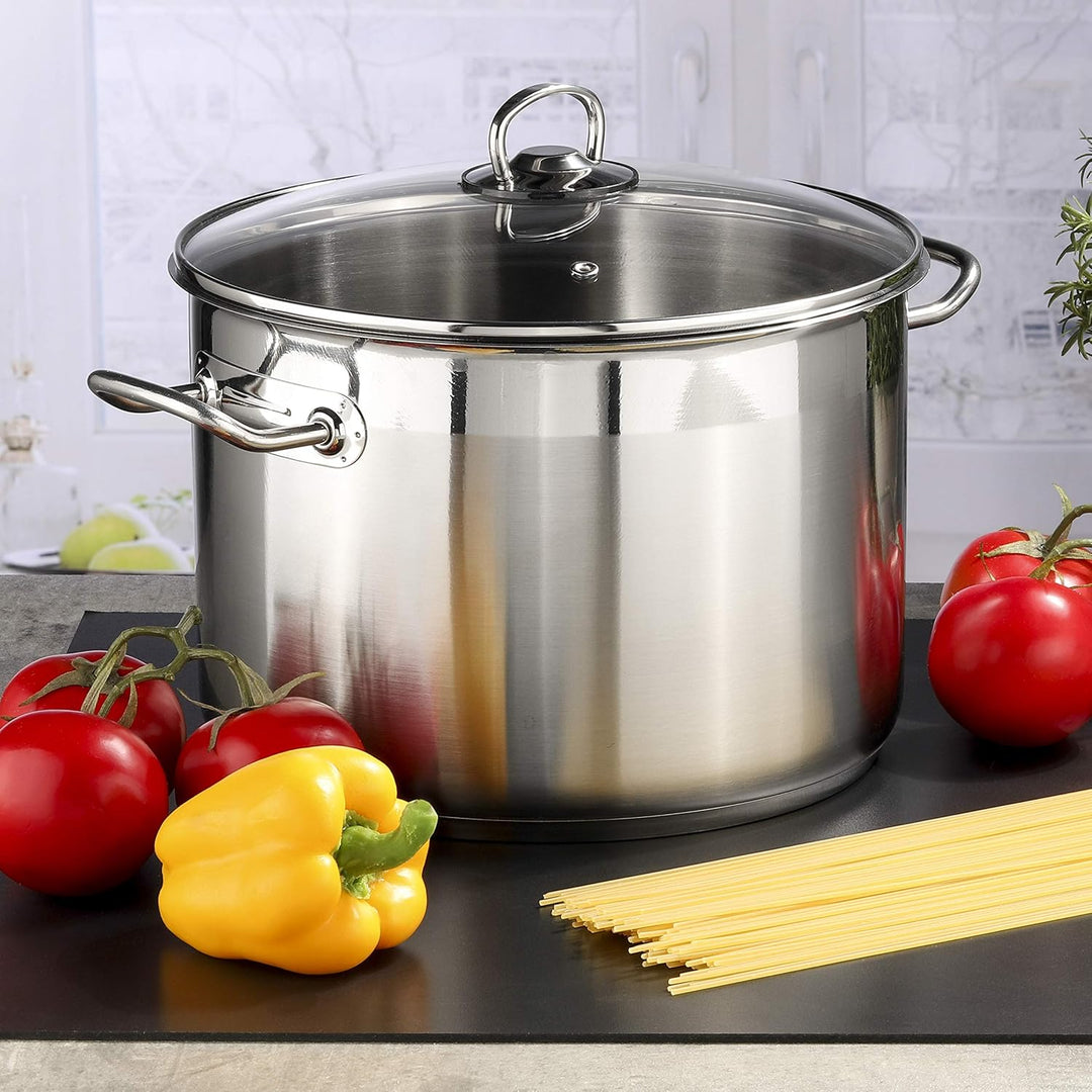 Haushalt International Universaltopf mit Glasdeckel (10l & 26cm Durchmesser) - 10 Liter Edelstahl To