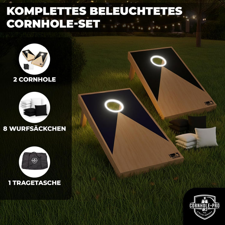 Original Offizielles Cornhole | Amerikanisches Cornhole mit LED-Leuchten | Offizielle Abmessungen |
