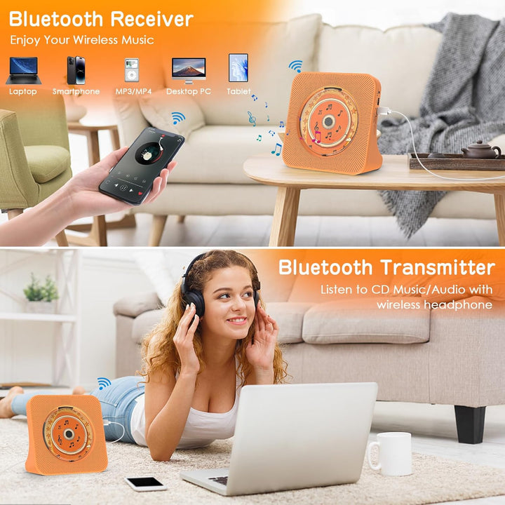 CD Player mit Lautsprecher CD-Player Bluetooth 5.0 mit Fernbedienung Staubschutzhülle Bildschirm FM-
