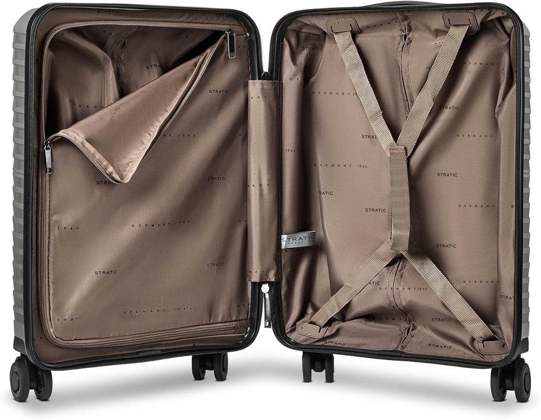 Stratic Shine Handgepäck Koffer | Trolley mit 4 360° drehbaren Rollen, arretierbarer Griff, Kreuzpac