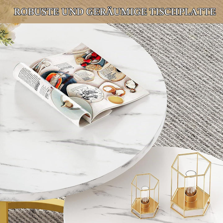 YITAHOME Couchtisch 2er Set Rund, Wohnzimmertisch Modern mit Stauraum, Beistelltisch 2er Set Stapelb