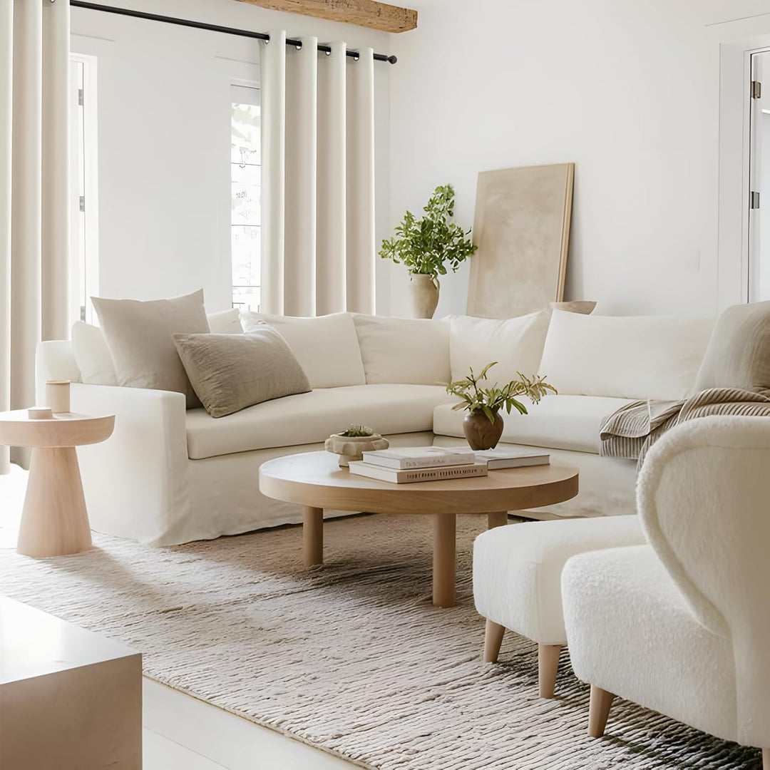 MRTREES Gardinen Wohnzimmer mit Ösen Hellbeige 2er Set Blackout Curtains Living Room, Vorhang Blickd