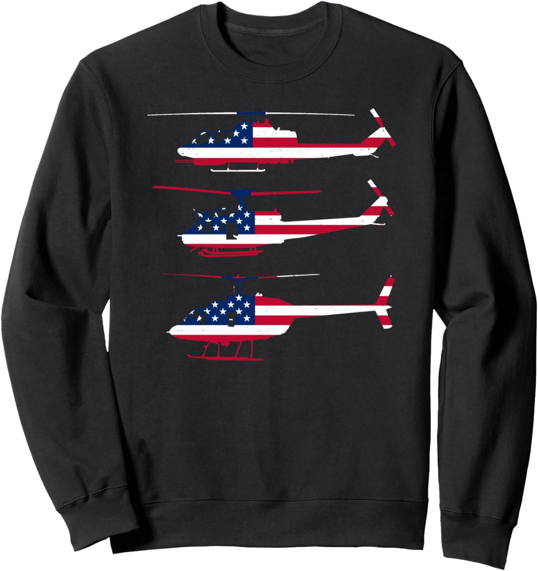 American Flag Patriotic Helicopter Aviator Pilot Combat Gift Sweatshirt