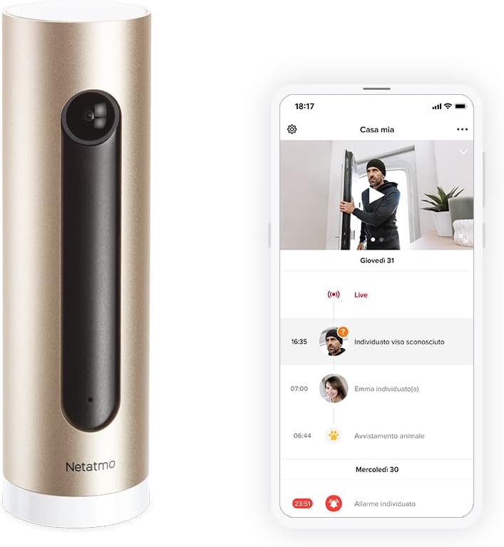 Netatmo Smarte Überwachungskamera Innen, Wlan, Bewegungserkennung, Nachtsicht, Ohne Abonnement, NSC0