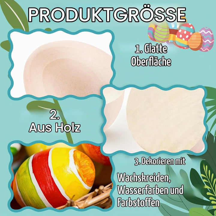 APACALI 30 Stück Holz Eier Zum Basteln, Unbemalte Holz Ostereier Für DIY Dekoration, Ostereier Oster