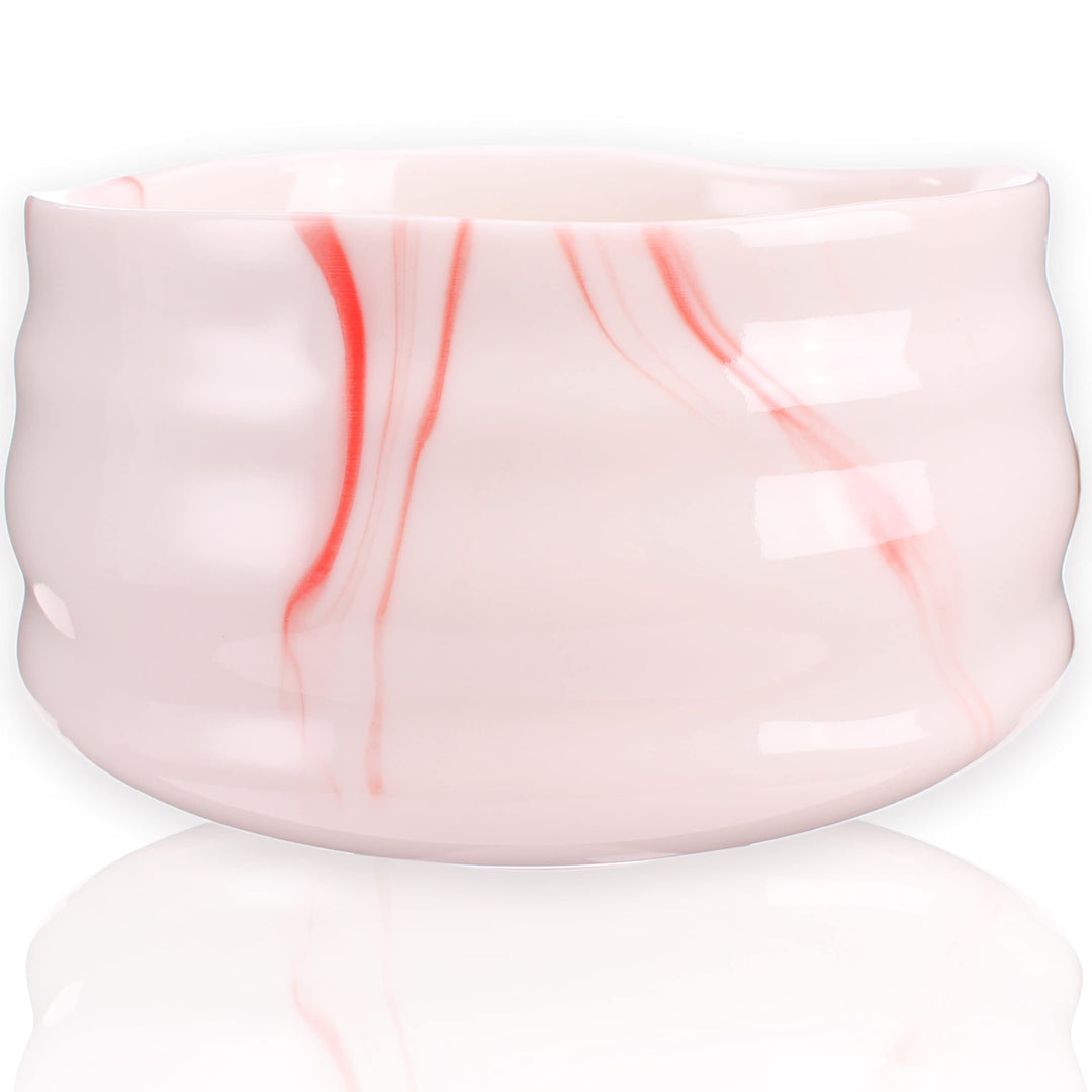 Goodwei Matcha Schale Pink Marmor für japanische Teezeremonie (430 ml, ohne Besenhalter) Ohne Halter