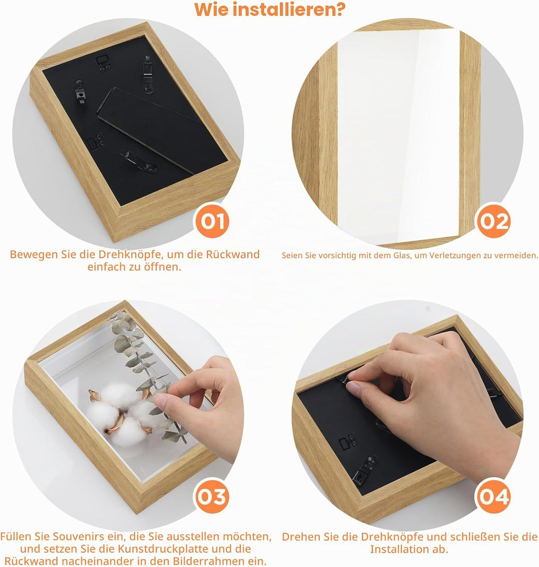 Anhow 2er 3D Bilderrahmen zum Befüllen, 3D Bilderrahmen Tiefer Objektrahmen 10 x 15 cm mit Transpare
