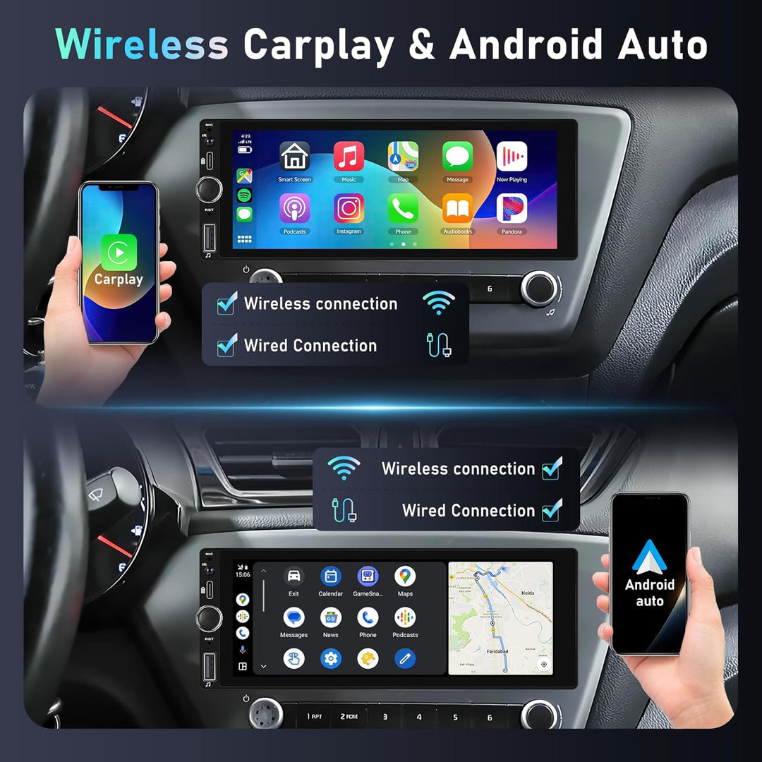 Carplay Autoradio 1 Din 2G+64G, Podofo 6,86 Zoll Touchscreen Autoplayer mit DAB+, BT/FM/RDS/Navi/Len