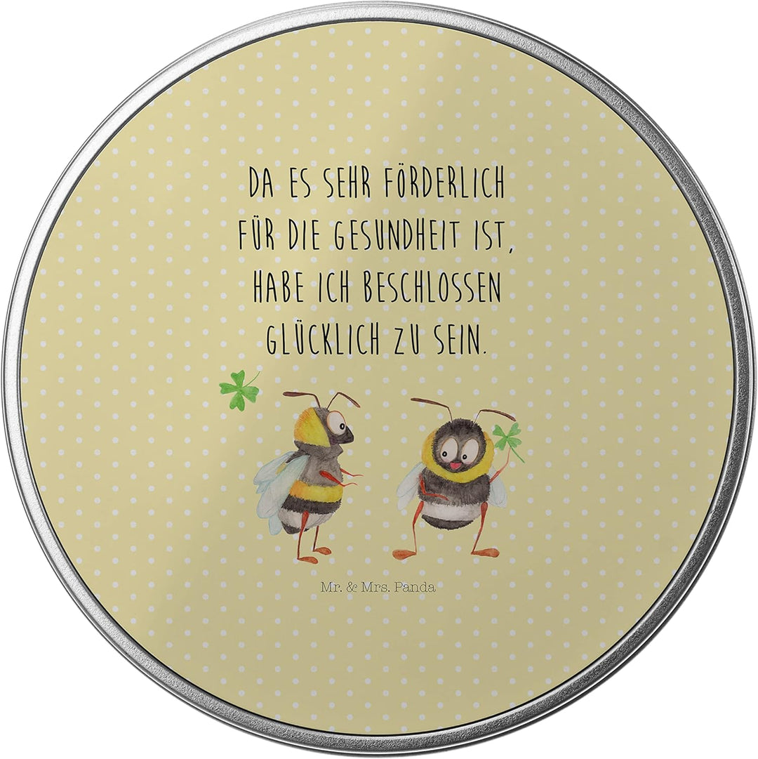 Mr. & Mrs. Panda Blechdose rund Hummeln Kleeblatt - Geschenk, Aufbewahrungskiste, Tiermotive, Keksdo