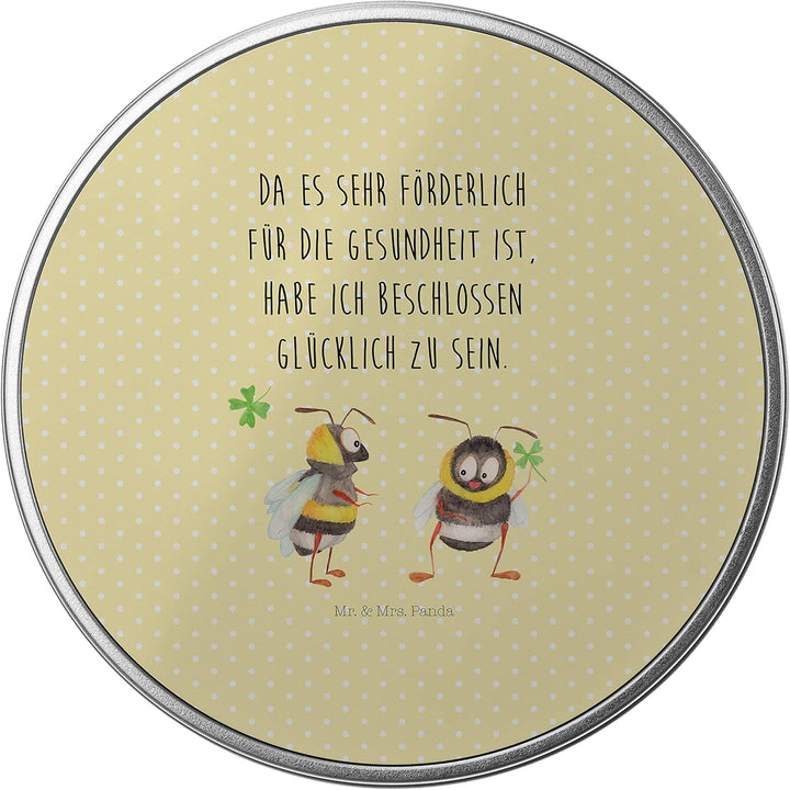 Mr. & Mrs. Panda Blechdose rund Hummeln Kleeblatt - Geschenk, Aufbewahrungskiste, Tiermotive, Keksdo