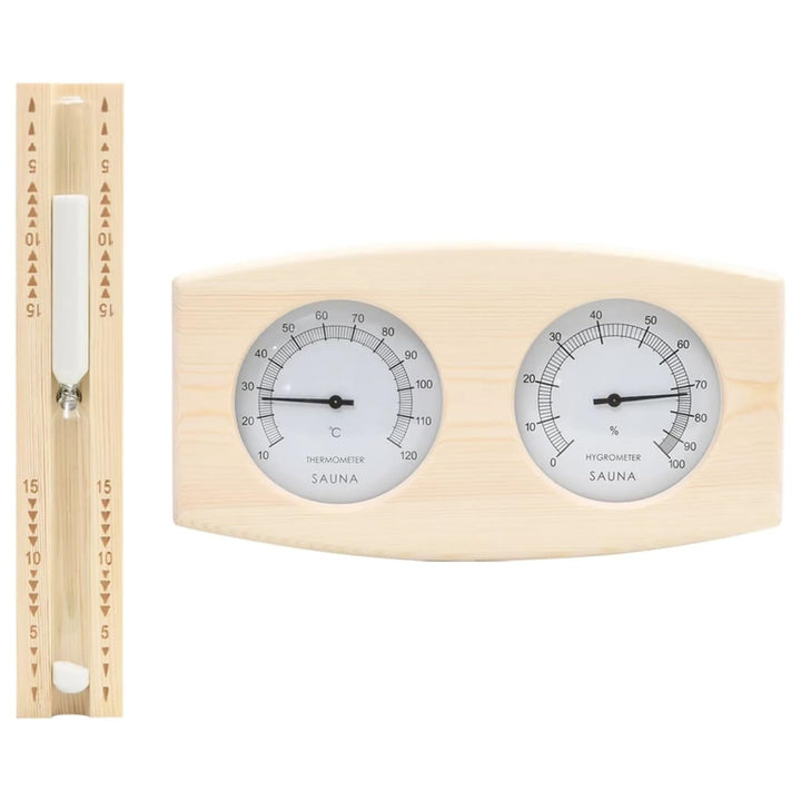 Homgoday 2-in-1 Sauna-Hygrothermograph und Sanduhr Set aus massivem Kiefernholz, hitzebeständiges Gl