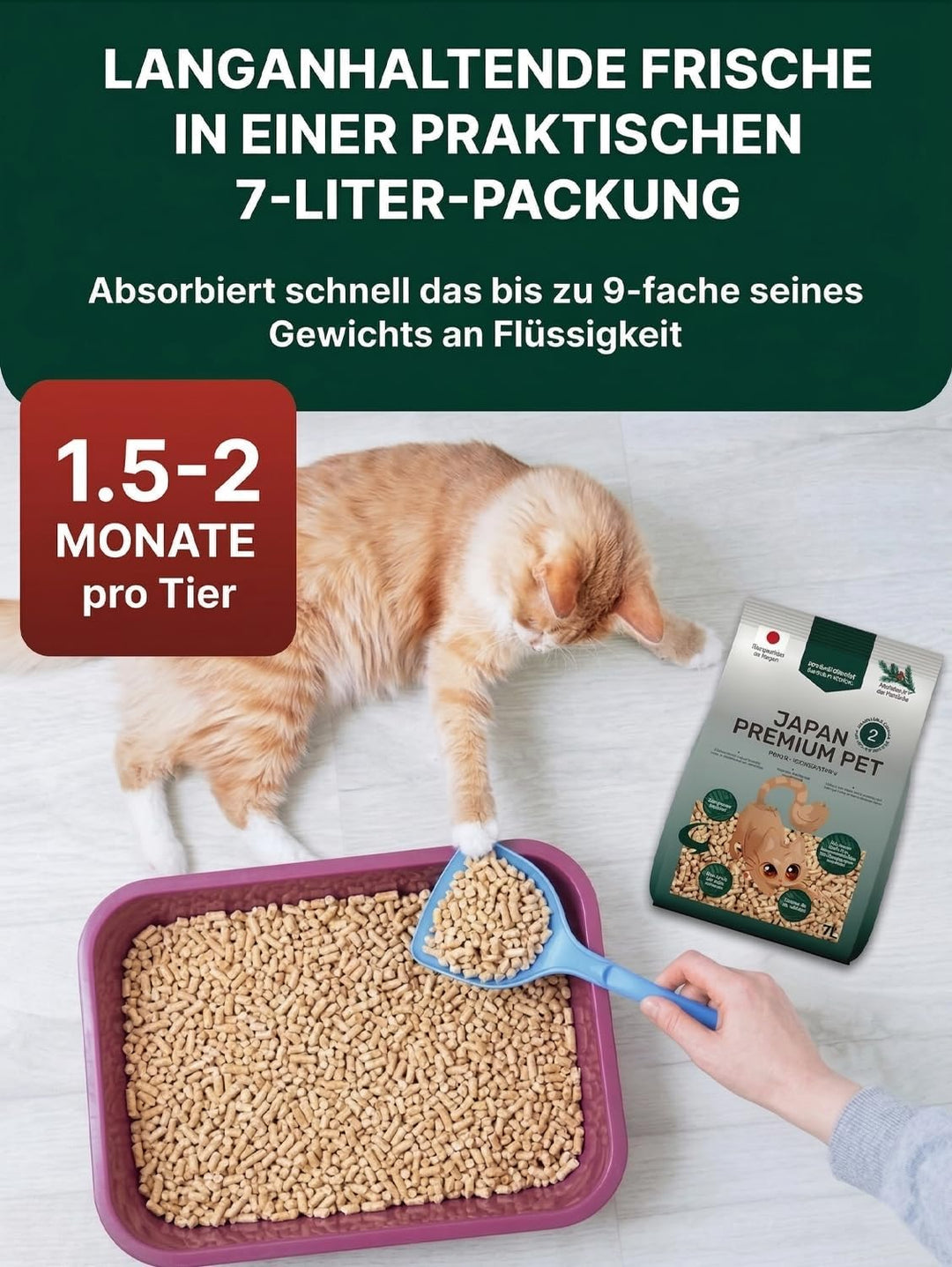 Vielschichtig Antibacterial Katzenstreu Pellets aus Weisses Zedernholz | 100% Pflanzliche Katzenstre