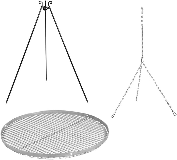 CookKing Stand-Grill Dreibein Grill massiv Edelstahlgitter 180cm 50cm Ø