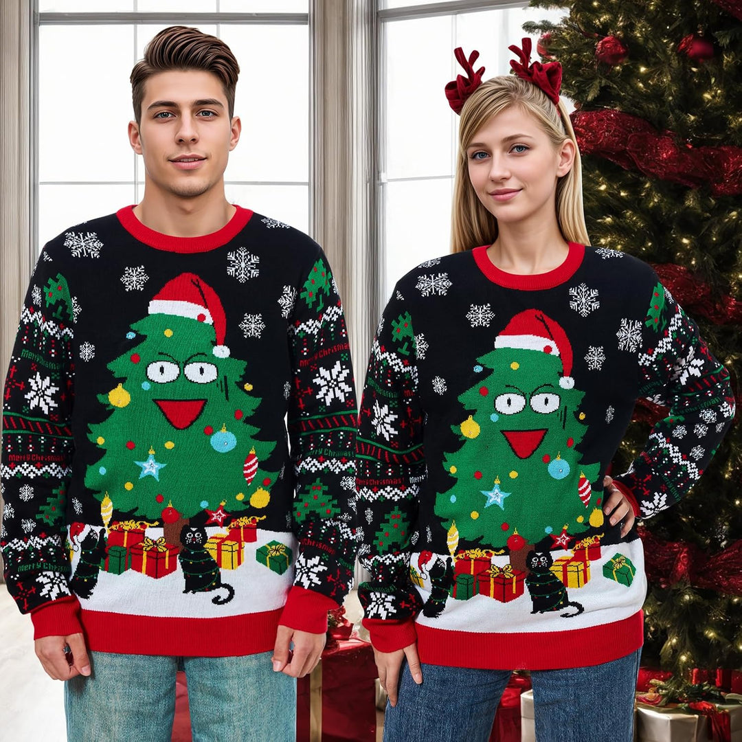 Belovecol Unisex Weihnachtspullover LED Ugly Christmas Sweater Pullover Langarm Strickpullover XL Ch