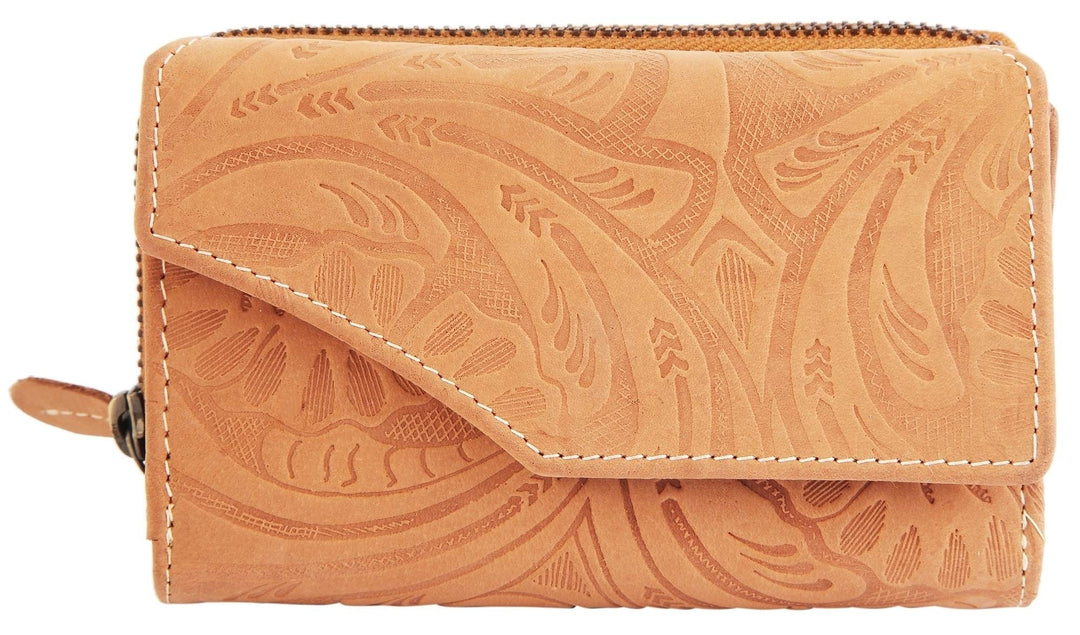Akzent Damen Echtleder Geldbörse mit Blumenprint (Braun), Braun