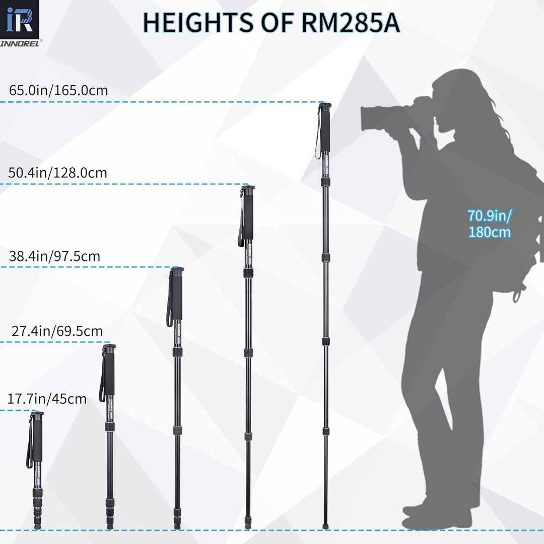 INNOREL RM285A Kamera Einbeinstativ Professionelles, tragbares, kompaktes Reise-Einbeinstativ aus Al