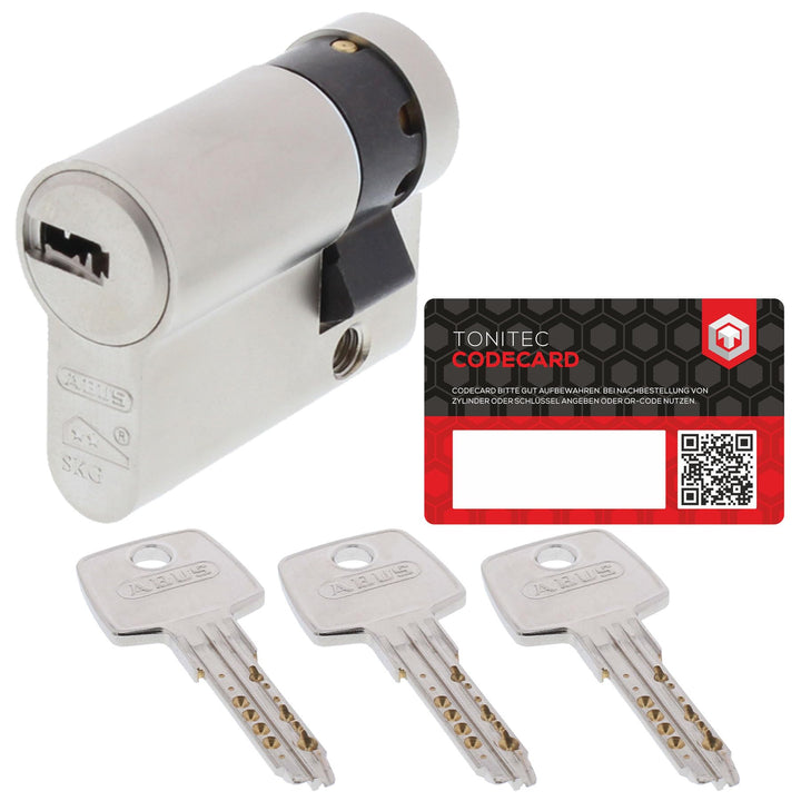 ToniTec Set aus ABUS Türschloss Zylinder EC550 mit 3 Schlüssel, Schliesszylinder gleichschliessend a