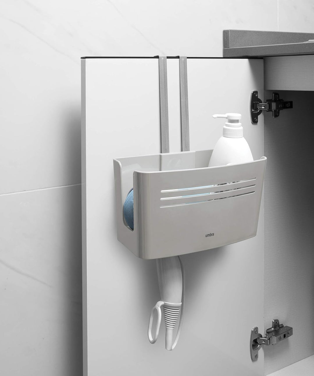 Umbra Flex Haartrockner Aufbewahrung Grau Aufbewahrungslösung für Haarpflegeprodukte, Grau Aufbewahr