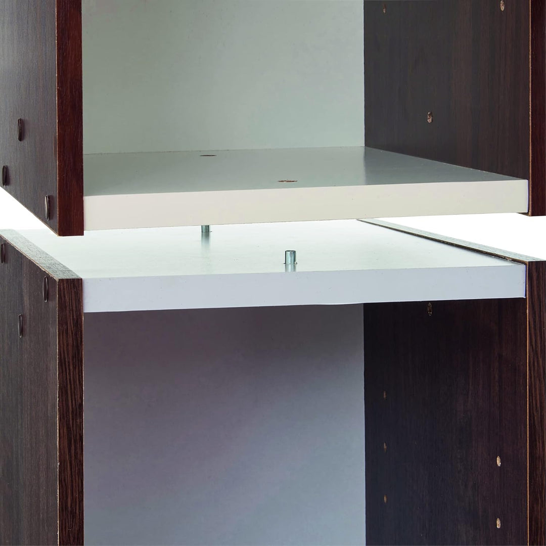 Iris Ohyama Platzsparendes Regal, Schlank, 2 Ebenen, Set aus 2, Braun, Verstellbar, Modular, Für Woh