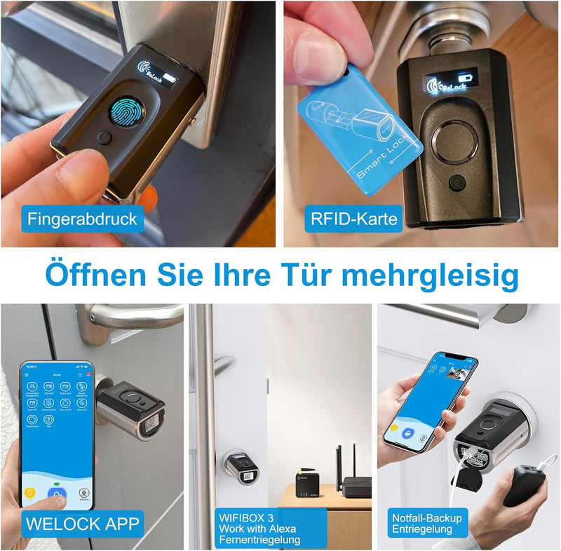WELOCK Fingerabdruck Türöffner Türschloss Fingerprint Scanner Schloss Elektronischer Schliesszylnder
