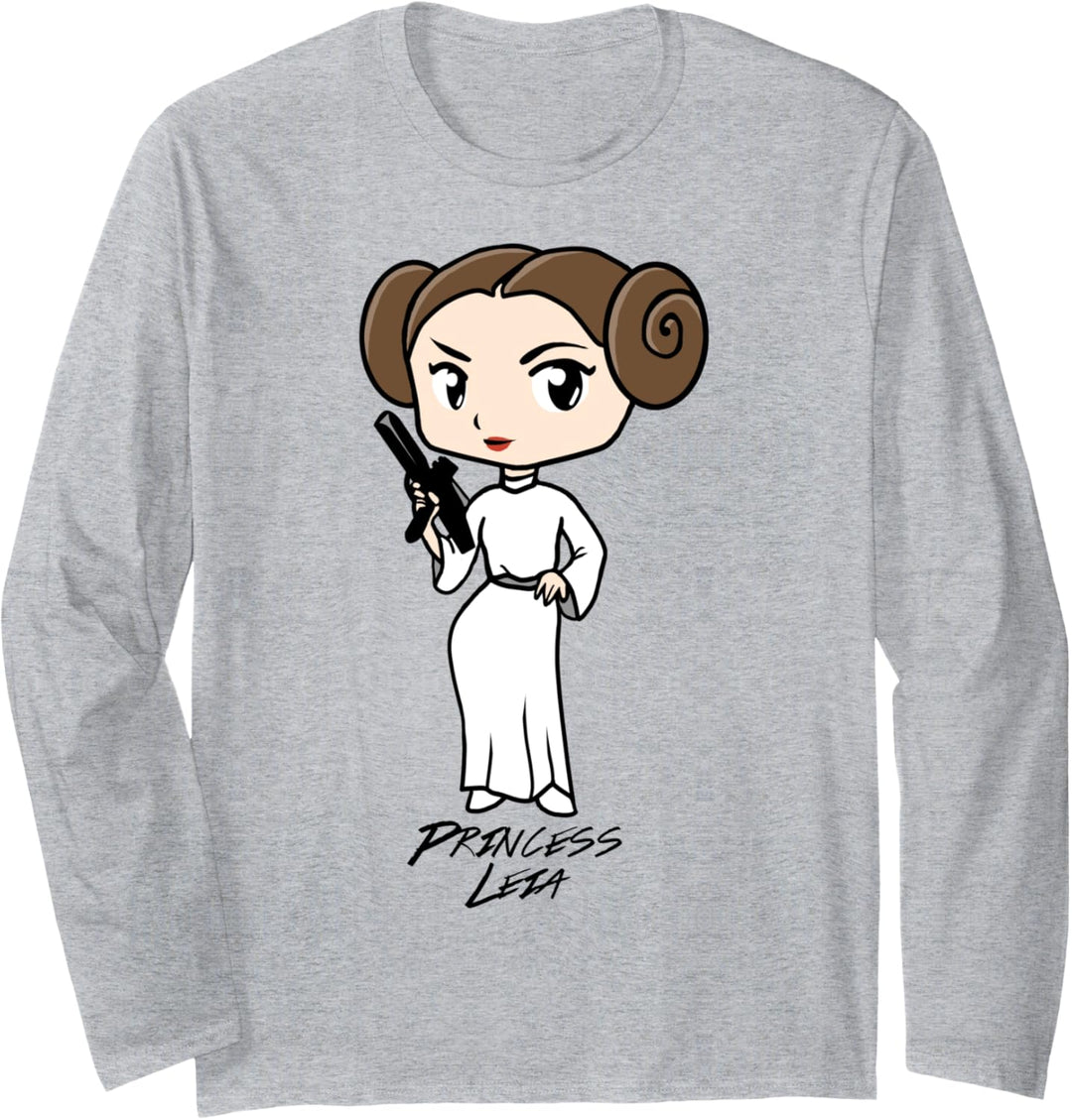 Star Wars Princess Leia Cartoon Portrait Langarmshirt