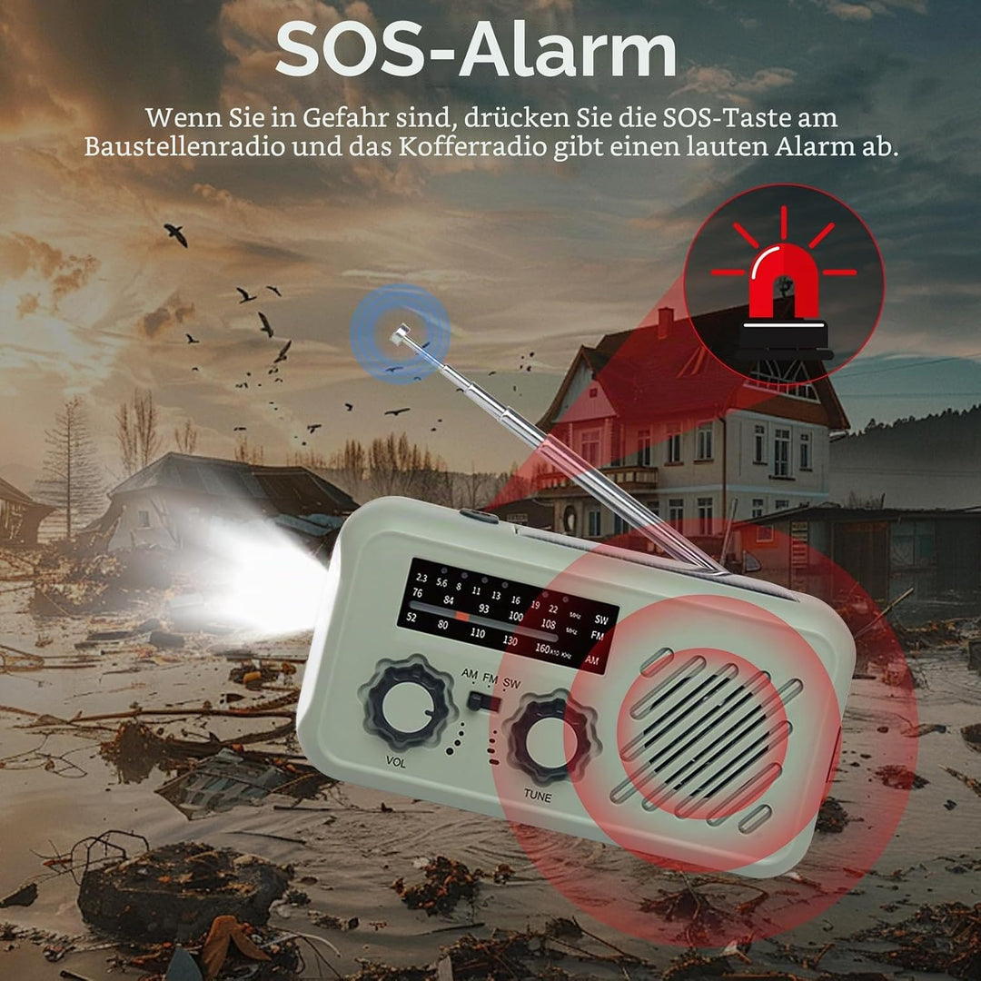 Notfallradio mit Kurbel &amp; 2000 mAh Wiederaufladbare Batterie, Solar Radio mit Weltempfänger, Tragbar
