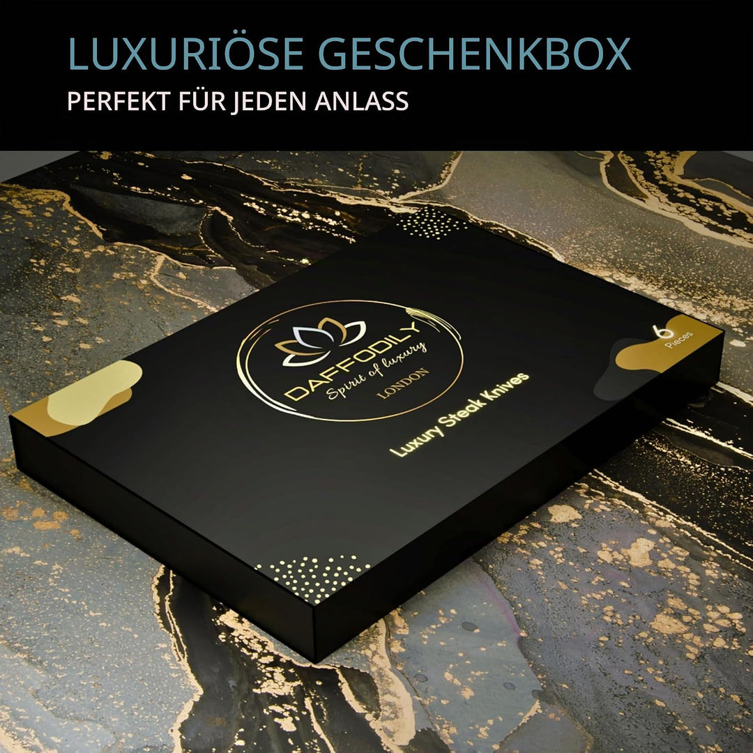 DAFFODILY® Spirit of luxury Signature Lot de 6 fourchettes à dîner Doré Steakmesser 6 teilig Silber,
