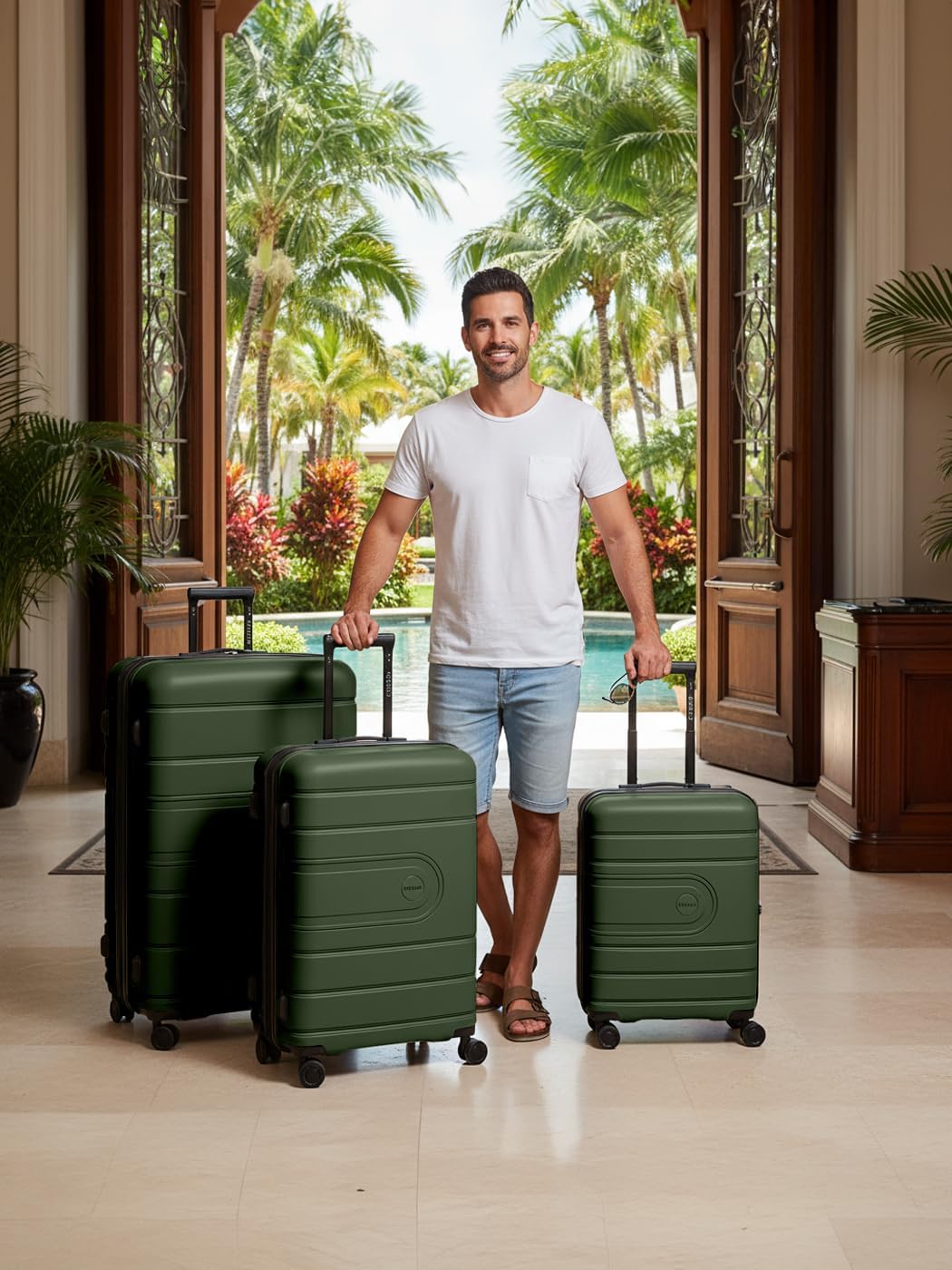 REDOLZ Hartschalen Koffer-Set 3-teilig | alle Koffer 6 cm Dehnfalte | aus hochwertigem, leichtem Pol