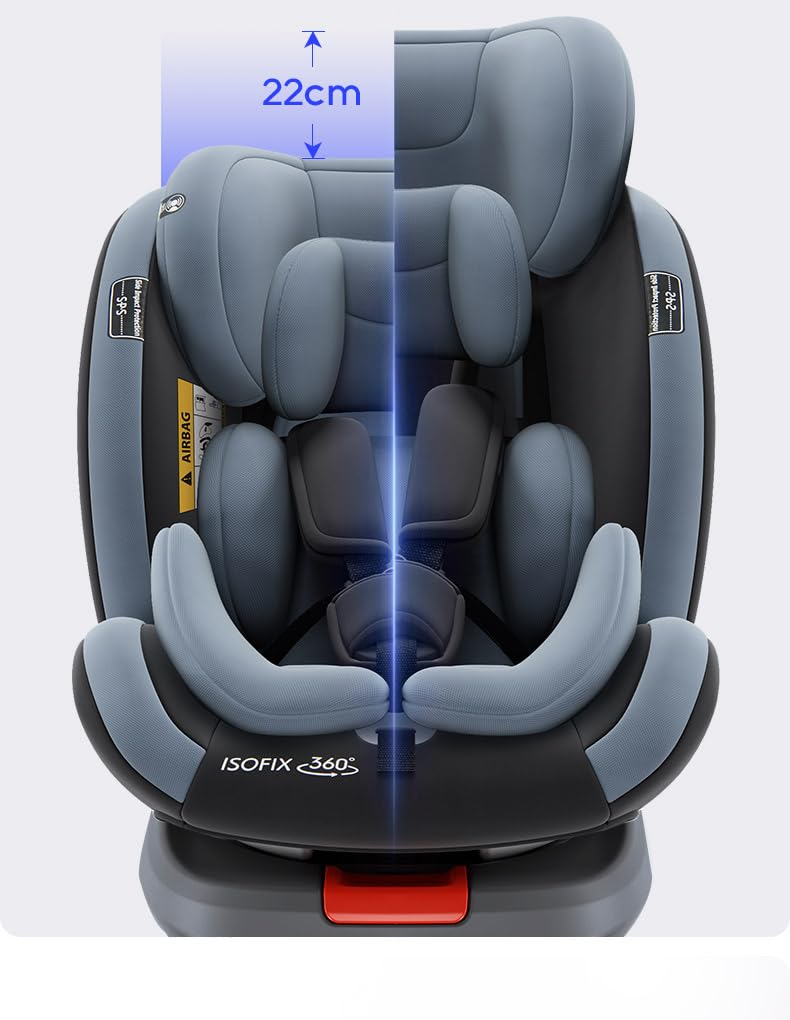 360° Drehbare Autositze: Liegeautositze mit Verstellbarer Kopfstütze und 5-Punkt-Sicherheitsgurt, Is