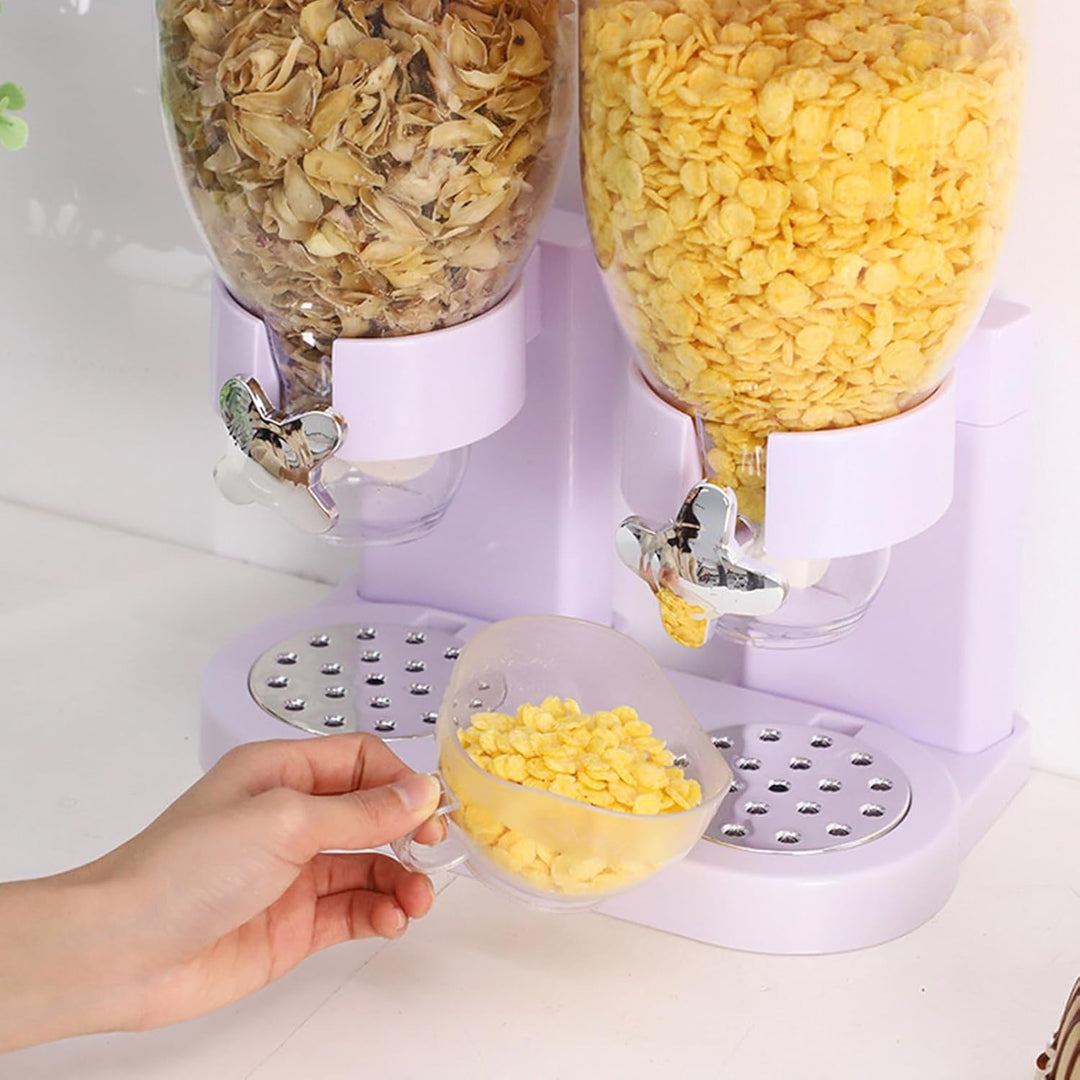 Müslispender Doppelt - Snackspender - Cereal Dispenser, Cornflakes Spender - Doppelspender für Süssi