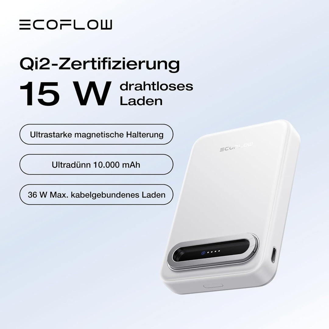 EcoFlow Qi2 Magnetic Powerbank 10000mAh 15W, Qi2-zertifiziert Wireless Power Bank 36W Kabelloses Mag
