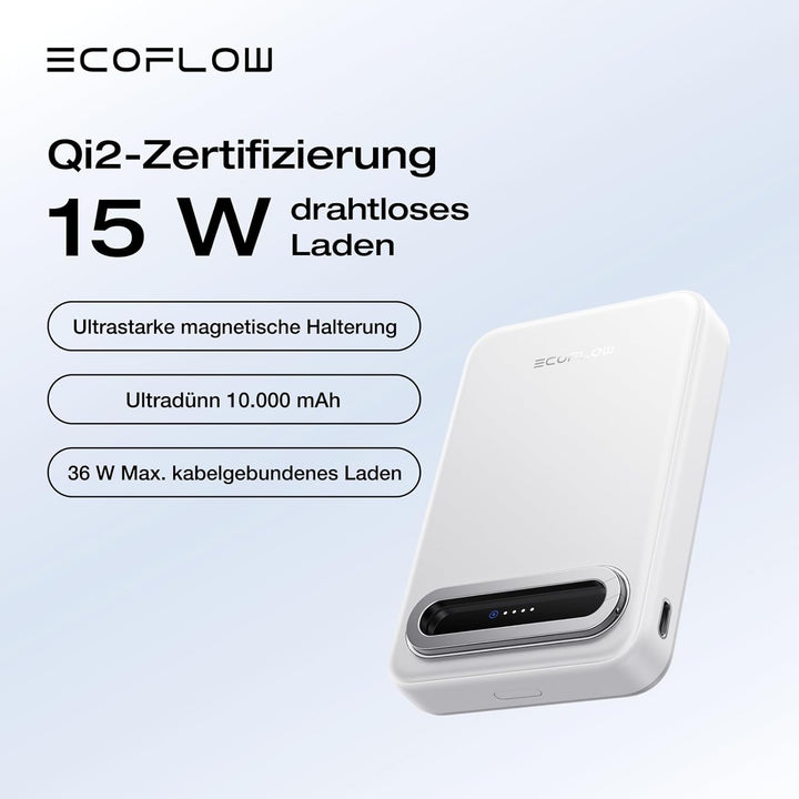 EcoFlow Qi2 Magnetic Powerbank 10000mAh 15W, Qi2-zertifiziert Wireless Power Bank 36W Kabelloses Mag