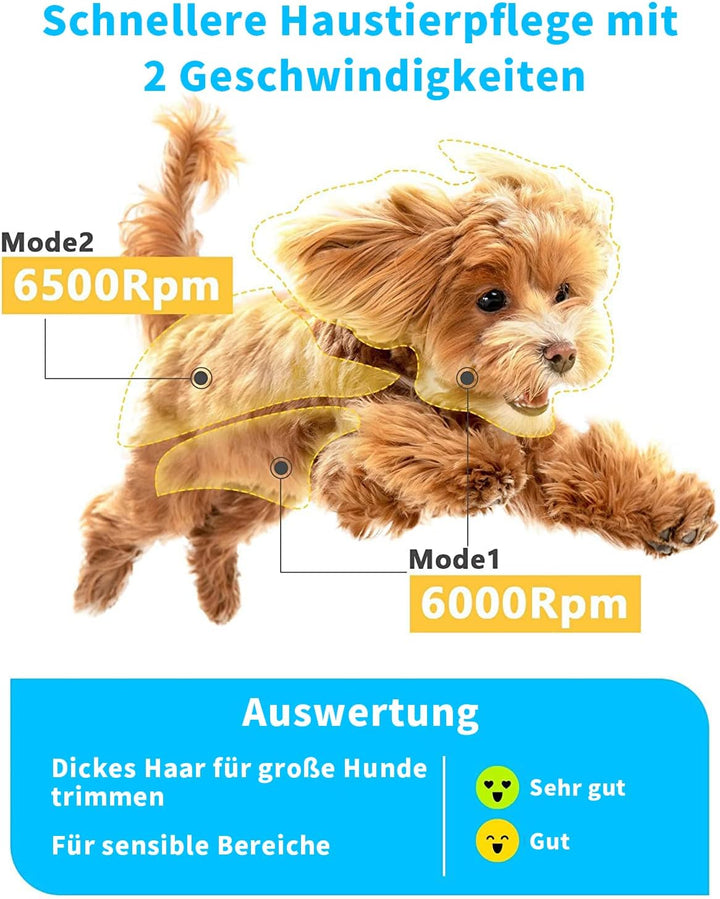 oneisall Hundeschermaschine Dickes Fell schermaschine Hund langhaar mit 8 Aufsätze, Elektrische Edel