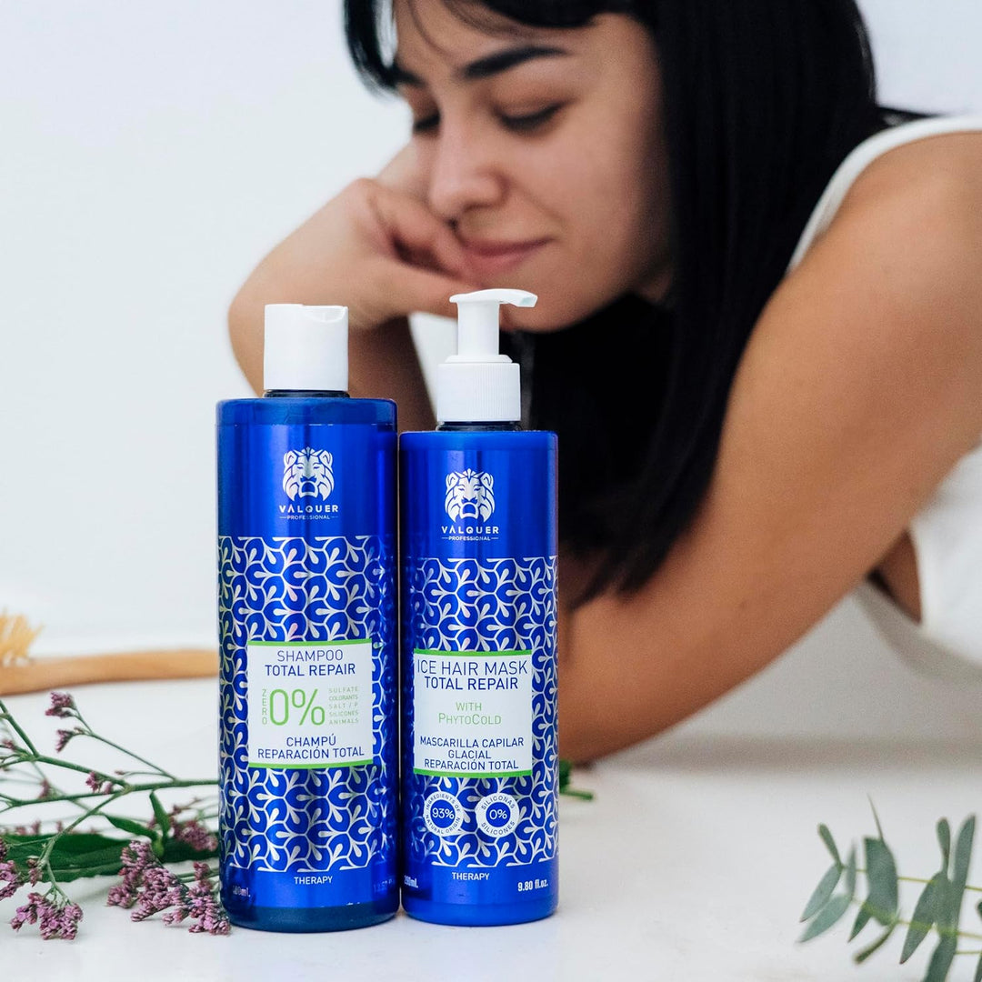 Valquer Professional Hair Pack Total Reparatur für strapaziertes Haar: Zero% Shampoo 400 ml + Eiseff