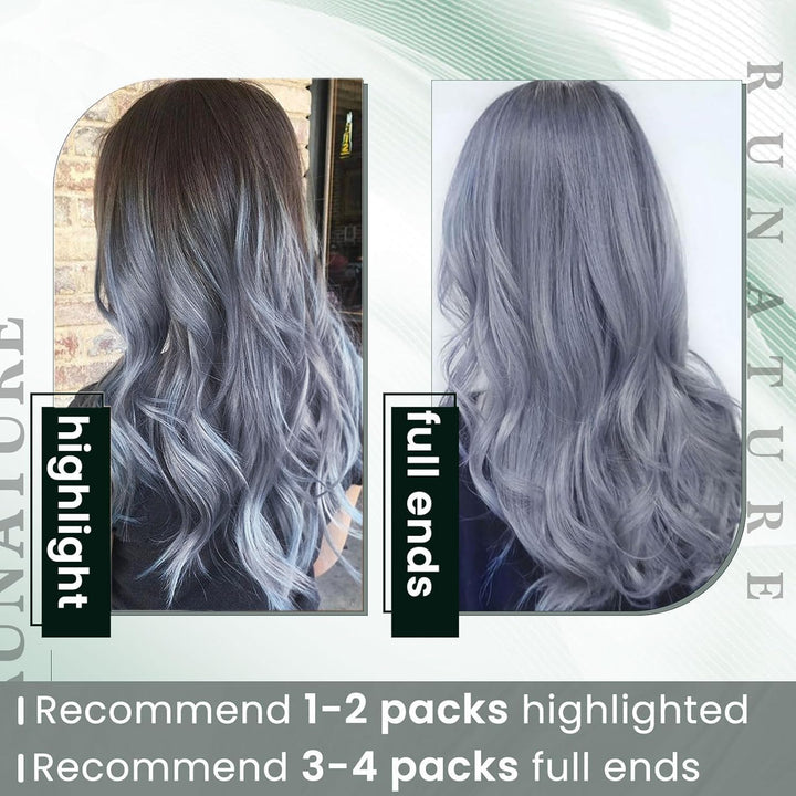 RUNATURE Bonding Extensions Echthaar HellBlau Bonding Haarverlängerung U Tip 35cm Remy Keratin Exten