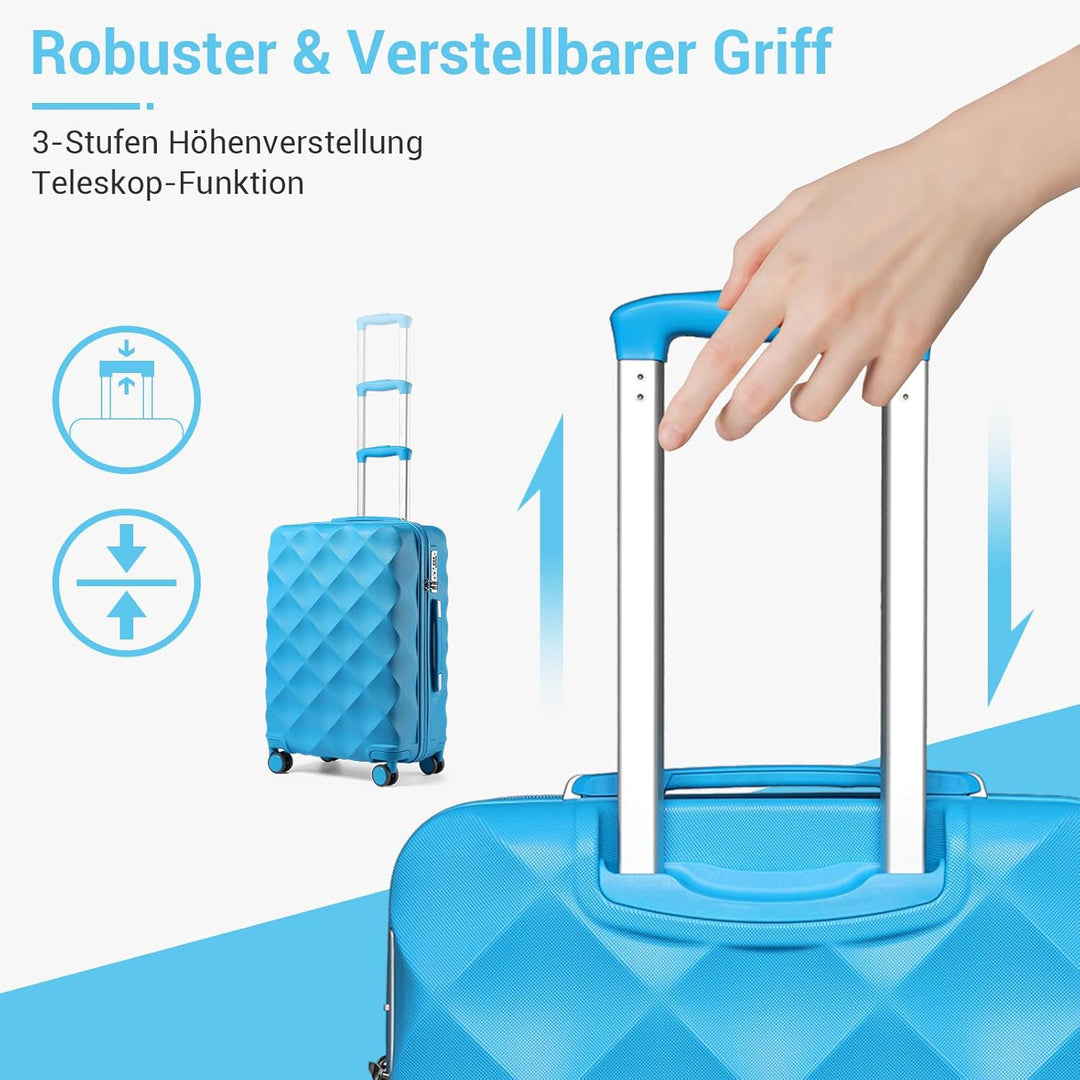 British Traveller Handgepäck Koffer 54x36.5x21.5 cm, Hartschalen Reisekoffer aus ABS+PC mit TSA-Schl