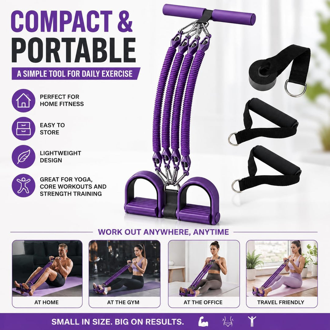 Bauchtrainer, Widerstandsband-Set mit Verstellbaren Griffen, 45kg Einstellbar für Sit-Ups, Bein- und