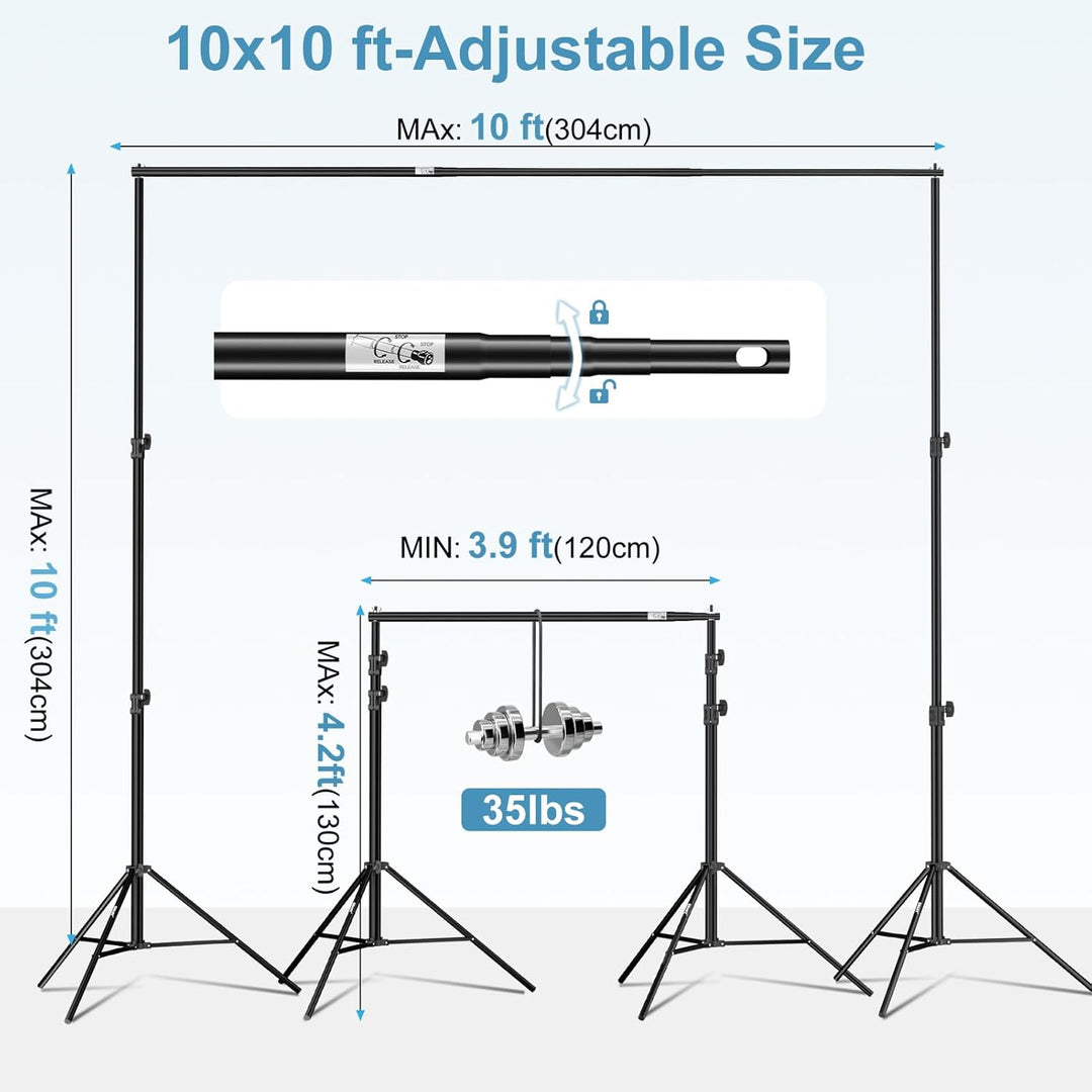 EMART Studio Hintergrund Ständer 3x3m, Professionelles Hintergrundsystem Fotografie Heavy Duty Hinte