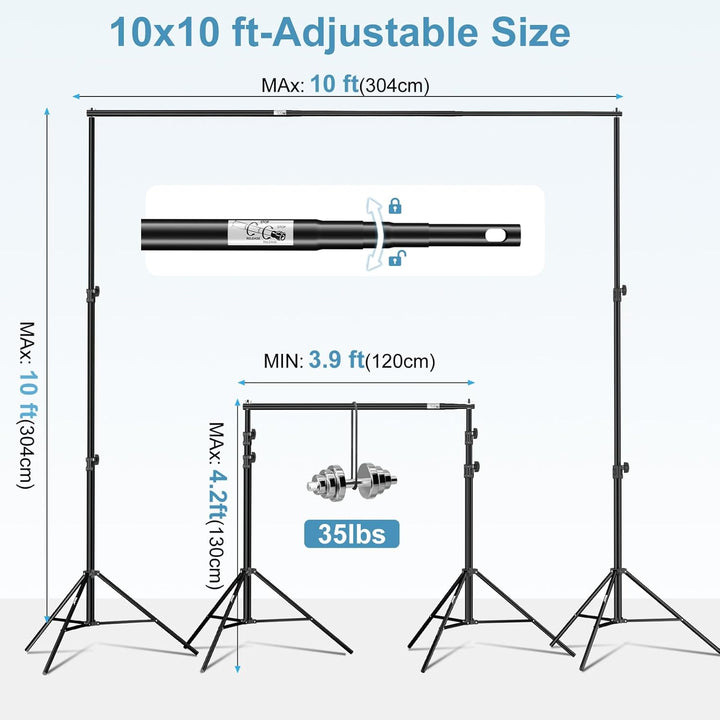 EMART Studio Hintergrund Ständer 3x3m, Professionelles Hintergrundsystem Fotografie Heavy Duty Hinte