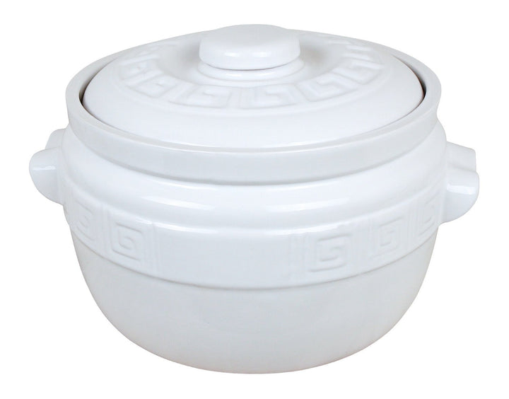 K&K Keramik Kartoffeltopf/Zwiebeltopf 5 Liter - weiss glasiert aus Steingut-Keramik